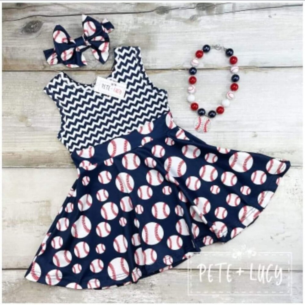 Pete + Lucy Baseball Dress 0 To 6 , 6 To 12, 3T , 7/8 And 10/12